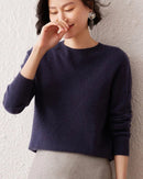 Crew Neck Long-Sleeved Cashmere Knit Sweater