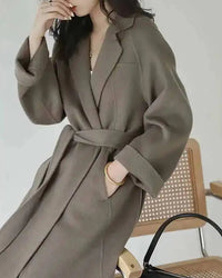 Relaxed Belted Wool Blend Coat