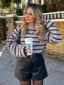 Chic Striped Rib-knit Pullover