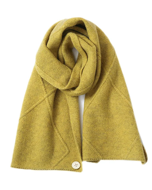 Merino Wool Jacquard Twist Button Neck Scarf