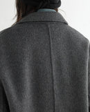 Wool-Blend Double-Breasted Midi Overcoat