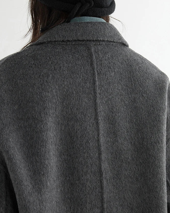 Wool-Blend Double-Breasted Midi Overcoat