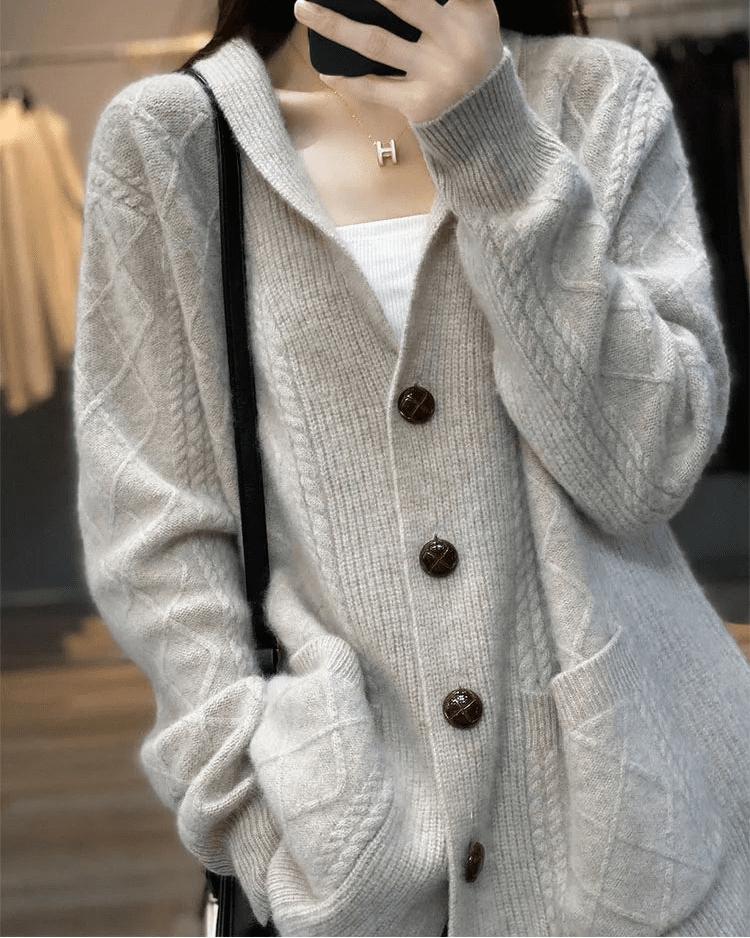 Cashmere V-Neck Loose Cardigan Sweater