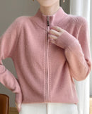 Raglan Merino Wool Zip Cardigan