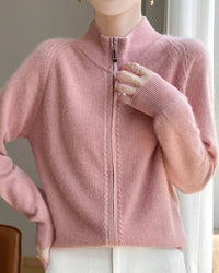 Raglan Merino Wool Zip Cardigan