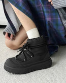 Fur-Lined Lace-Up Snow Boots