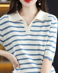 Oton Striped V-Neck Short-Sleeve T-Shirt
