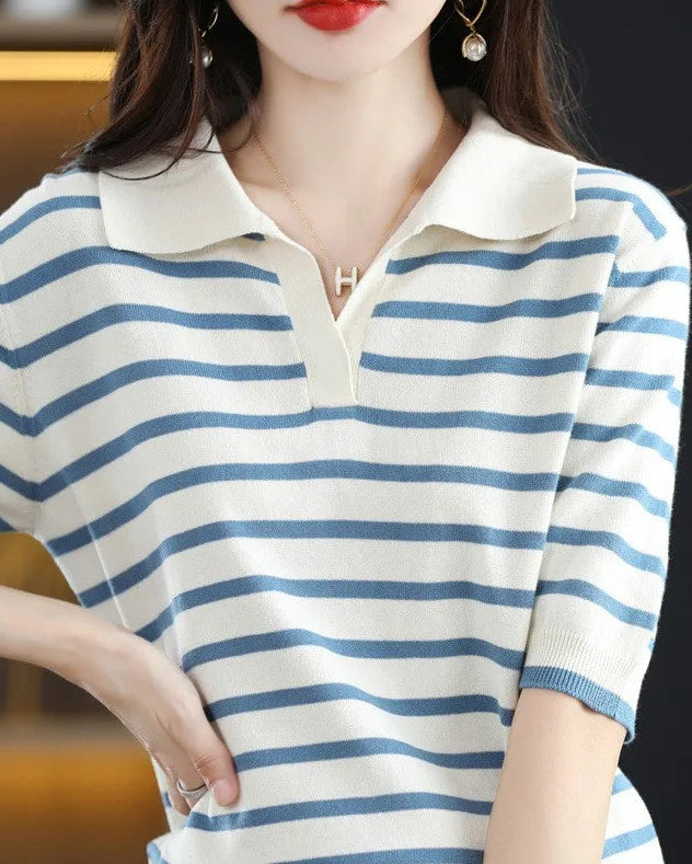 Oton Striped V-Neck Short-Sleeve T-Shirt