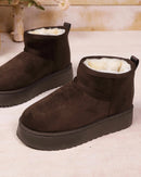 Flannel Slip-On Snow Ankle Boots