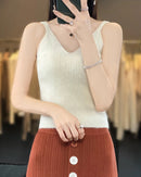 Slim Fit Merino Wool Sleeveless Knit Top
