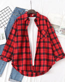 Plaid Lapel Single-Breasted Loose Shirt