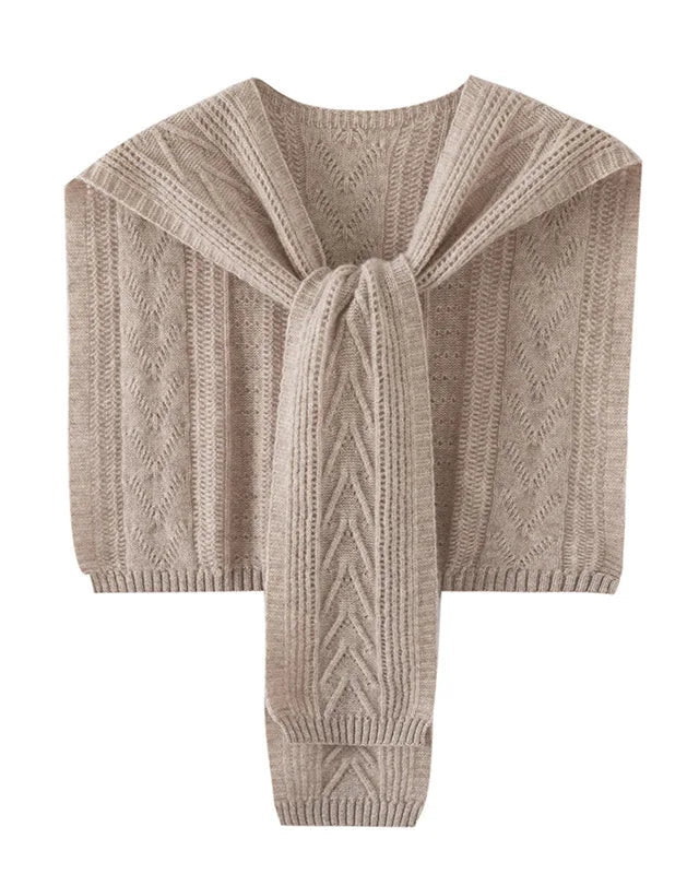 Wool Hollow Twist Knit Shawl