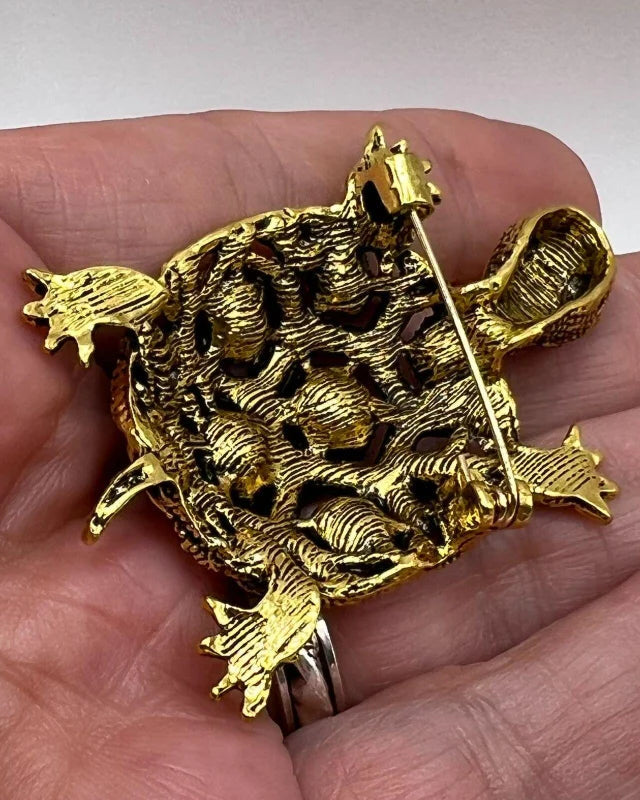Stylish Rhinestone Little Turtle Brooch