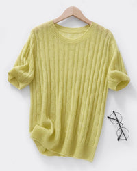 Cable-Knit Short-Sleeve Top
