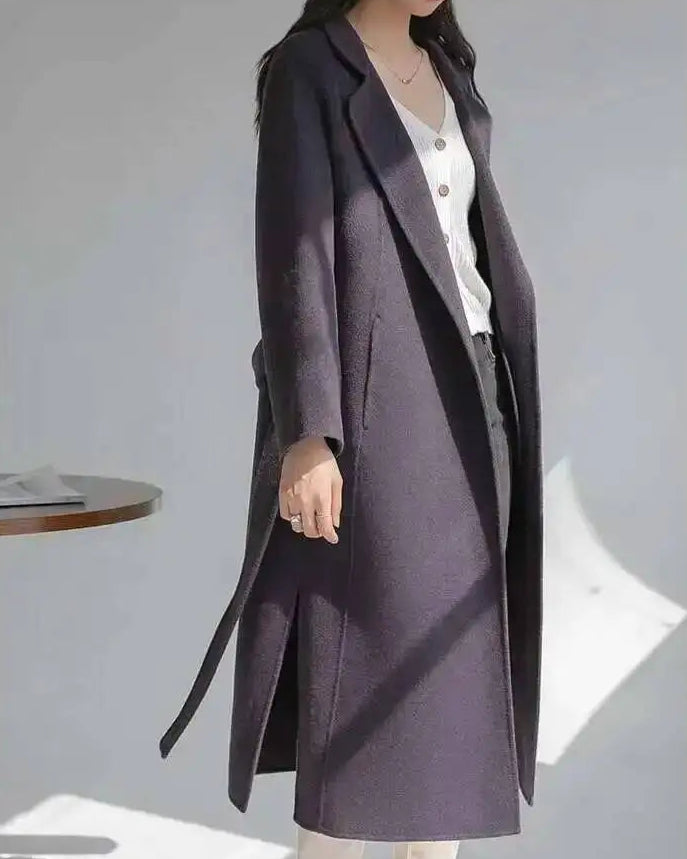 Relaxed Belted Wool Blend Coat