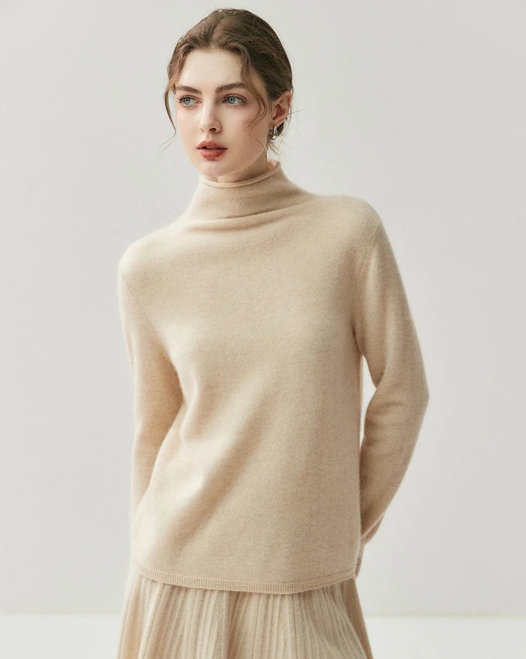 Cashmere Reversible Turtleneck Cardigan Sweater