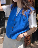 Cropped V-Neck Knit Sweater Vest