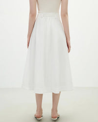 French High-Waist Cotton Midi Skirt