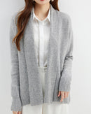 Merino Wool Solid Scarf Collar Loose Knit Cardigan