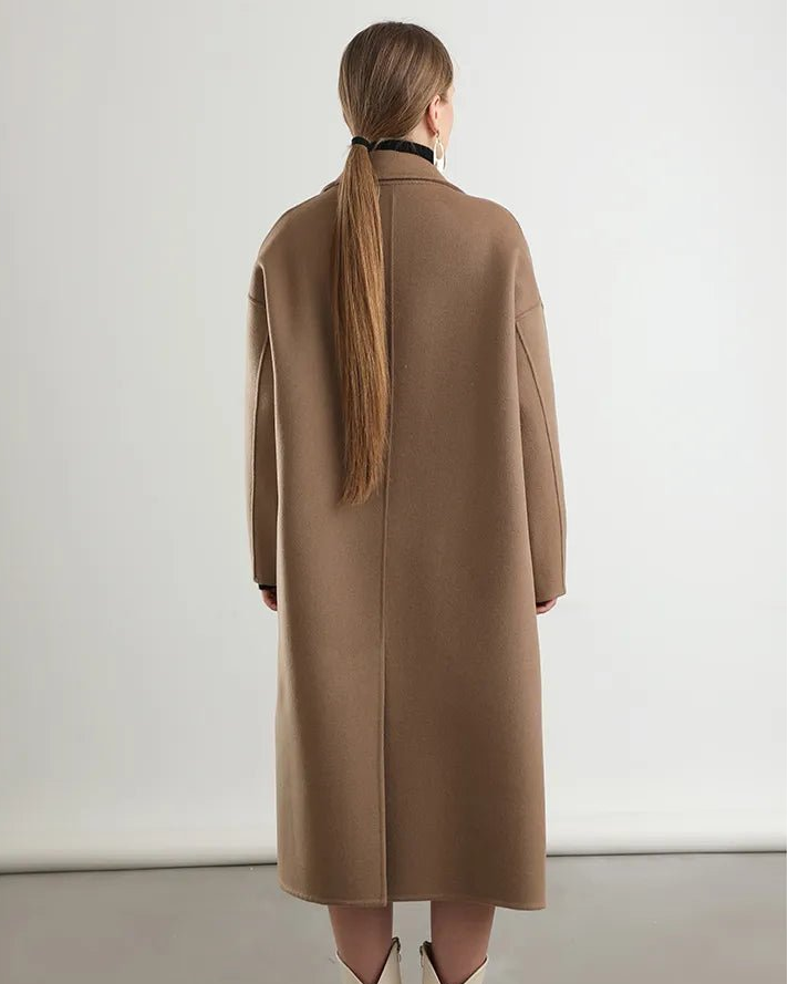 Classic Double-Breasted Wool Long Coat