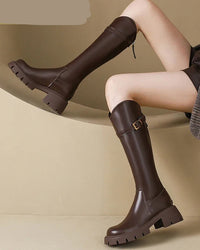 Fur-Lined Knee-High Riding Boots