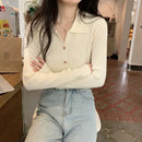 Polo Lapel Wool Knit Cardigan