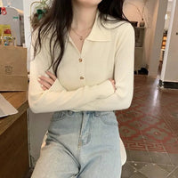 Polo Lapel Wool Knit Cardigan