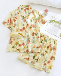 Floral Print Short-Sleeve Pajama Set