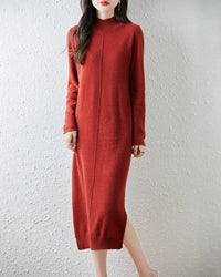 Merino Wool Turtleneck Midi Dress