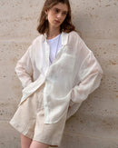 High-Waisted Casual Linen Shorts