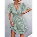 V-Neck Floral Mini Dress