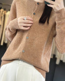 Merino Wool Round Neck Knit Cardigan