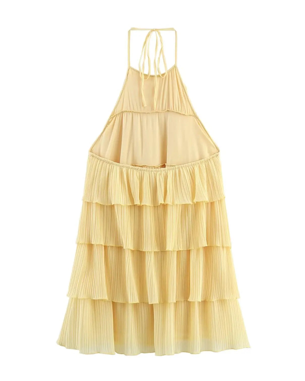 Layered Halter Neck Backless Mini Dress
