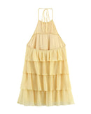 Layered Halter Neck Backless Mini Dress