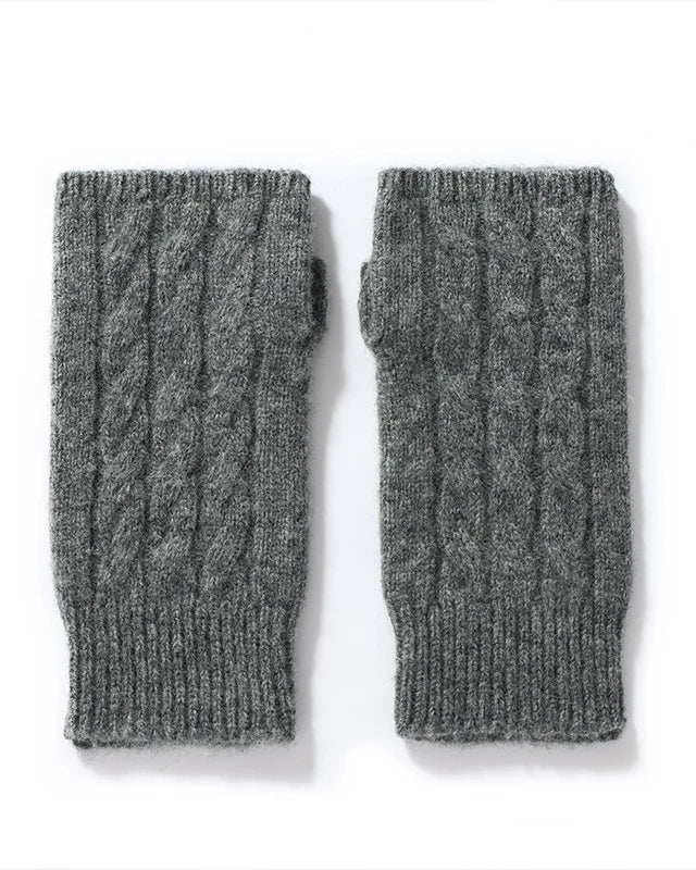Wool Fingerless Thumb Hole Mittens
