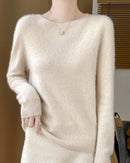 Merino Wool O-Neck Pullover Sweater