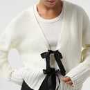 V-Neck Lace-Up Loose Cardigan