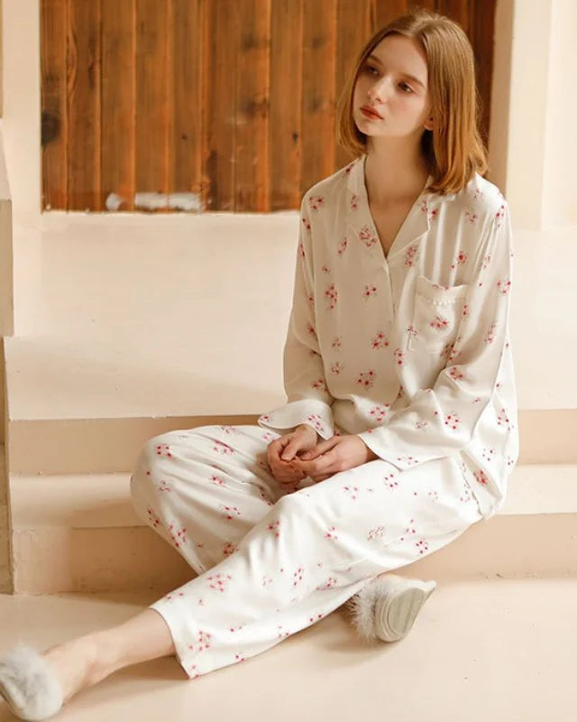 Peach Blossom Printed Pajama Suit