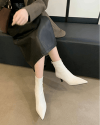Simple Pointed-Toe Ankle Boots With High Heels