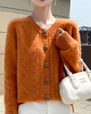 Thick Merino Wool Crewneck Cardigan