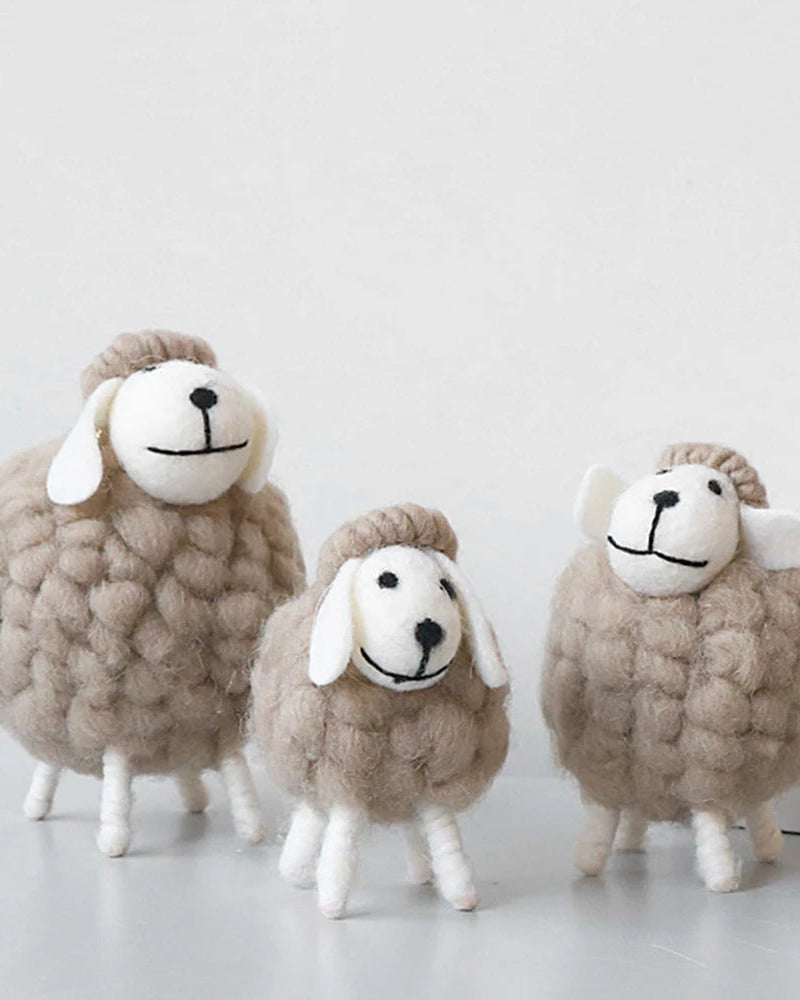 Wool Felt Sheep Figurine Table Ornament