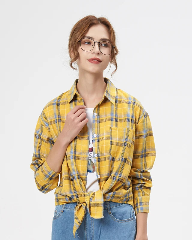 Plaid Lapel Single-Breasted Loose Shirt