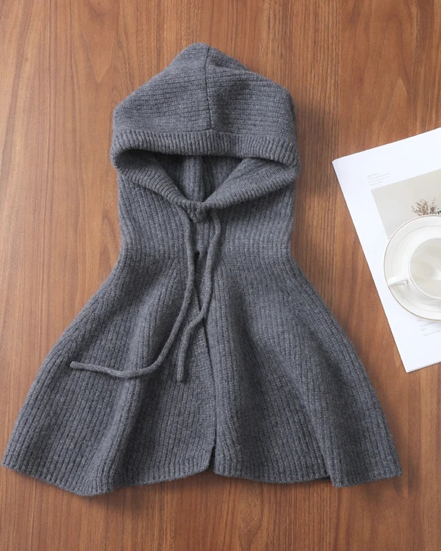 Hooded Wool Shoulder Cape