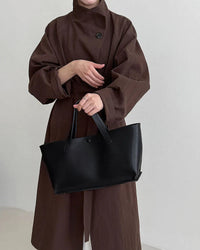 Minimalist Stand-Collar Belted Trench Coat