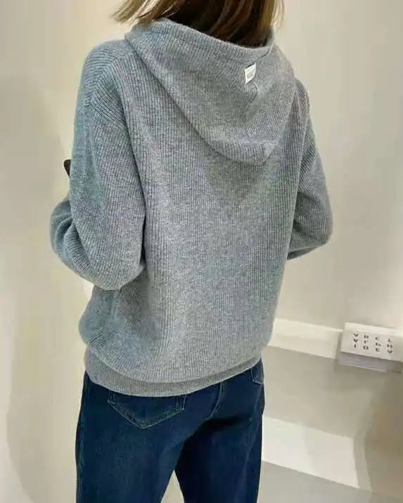 Casual Wool Knit Hoodie Sweater