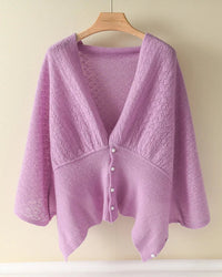 Merino Wool Solid Hollow Knit Shawl Scarf Wrap