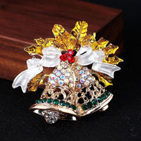 Crystal Bell Christmas Brooches