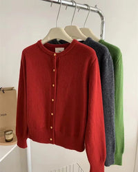 Casual Long-Sleeved Round-Neck Cardigan Sweater