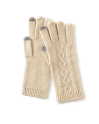 Cashmere wrist gloves with touchscreen-compatible fingertips. Luxuriously soft, elegantly knit, and designed for the modern woman. 
