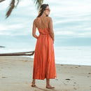 V-neck Backless Beach Flowy Dress